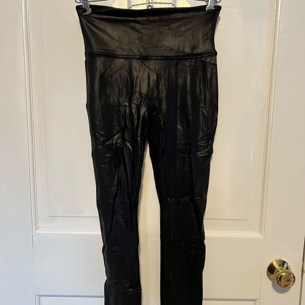 Spanx faux leather spandex leggings